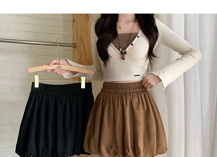 Mini A-Line Skirt with High Waist