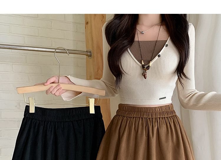 Mini A-Line Skirt with High Waist