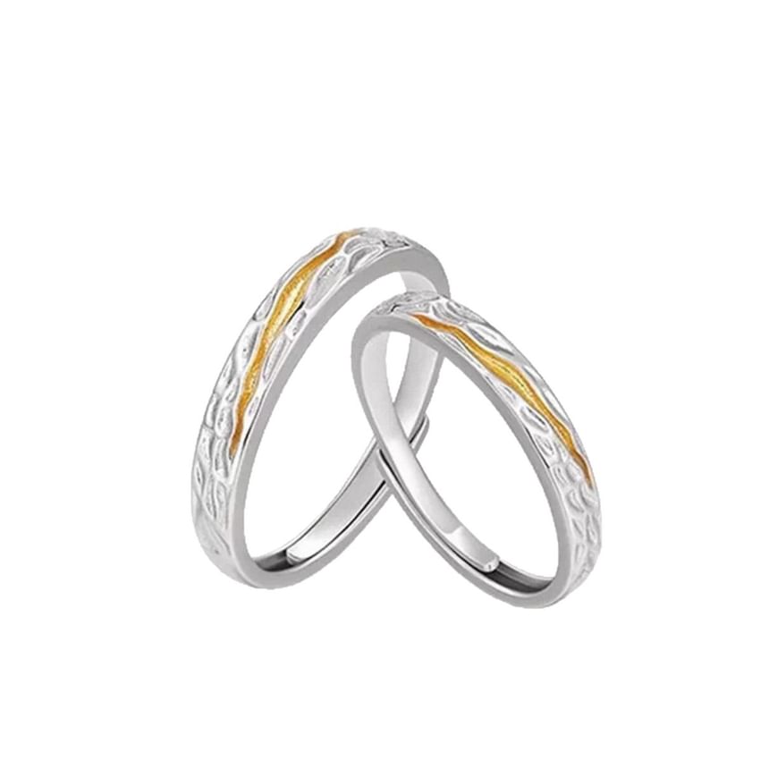 Couple Matching Debossed Alloy Open Ring