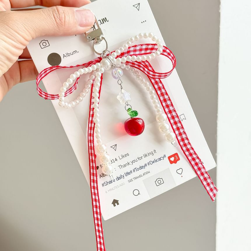 Strawberry / Apple Bow Bag Charm Keyring