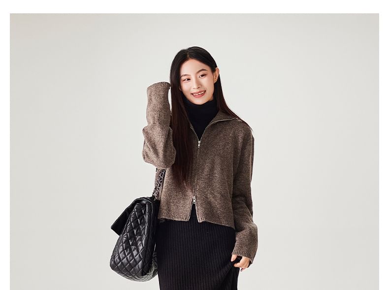 Knit Midi H-Line Skirt with High Rise