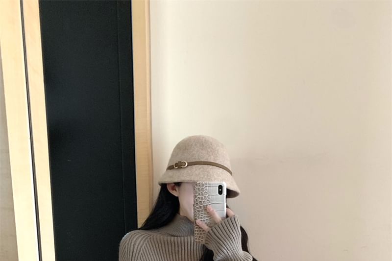 Ribbed Turtleneck Knit Top with Cape Sleeves and Arm Sleeves Set