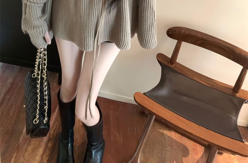 Ribbed Turtleneck Knit Top with Cape Sleeves and Arm Sleeves Set