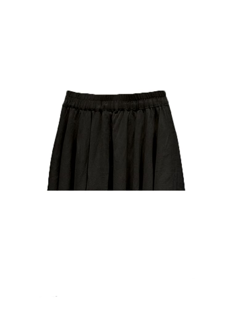 Lace Trim Asymmetrical A-Line Skirt with Elastic Waist