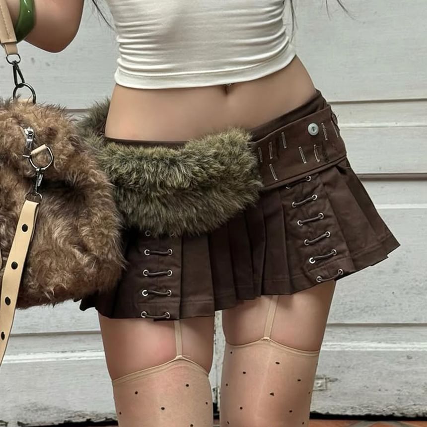Mini Pleated Skirt with Low Waist