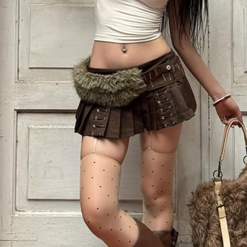 Mini Pleated Skirt with Low Waist