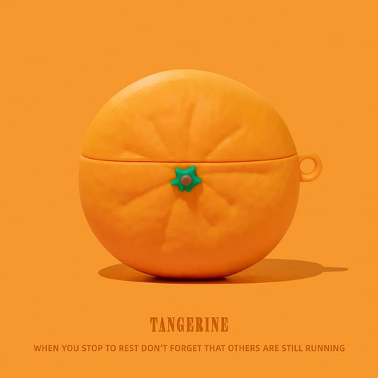 Orange Apple AirPods / Pro Earphone Case Skin / Charm / Set