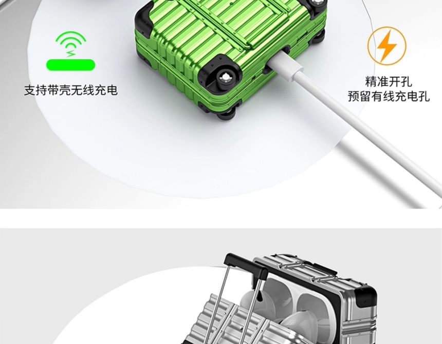 Luggage Apple AirPods / Pro Earphone Case Skin with Phone Stand