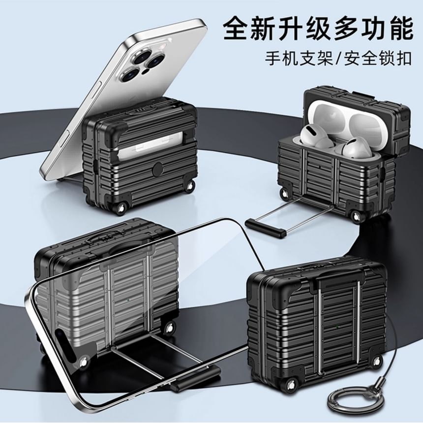 Luggage Apple AirPods / Pro Earphone Case Skin with Phone Stand
