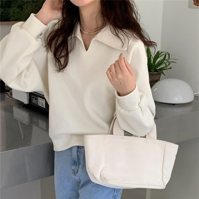 Collared Solid Pullover Top