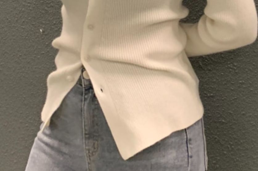 Solid Asymmetric Knit Top with Extended Sleeves