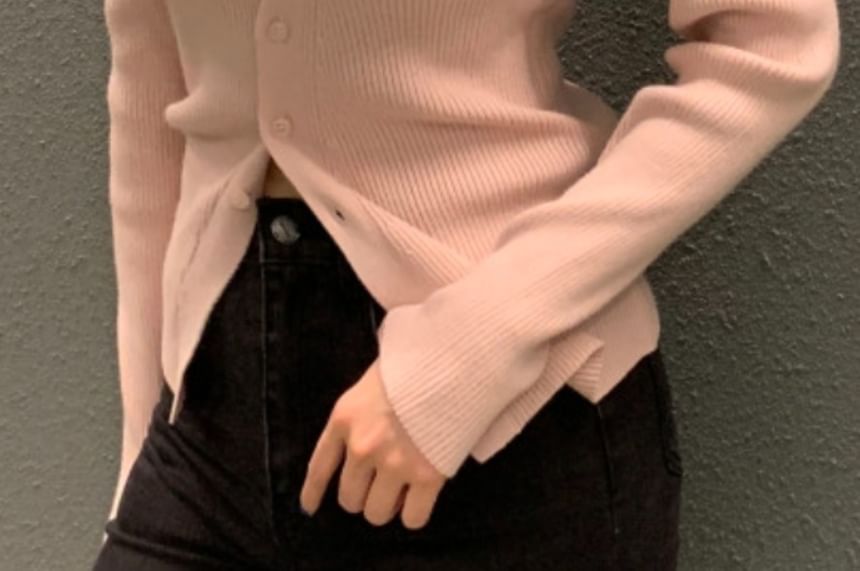 Solid Asymmetric Knit Top with Extended Sleeves