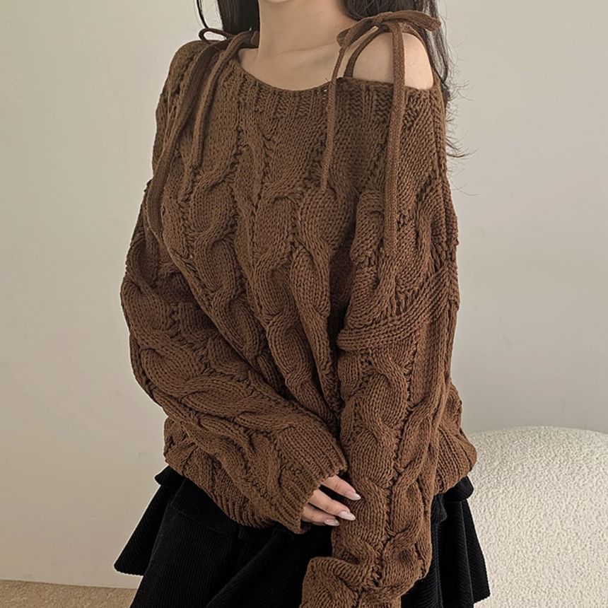 Perforated Solid Knit Top with Boatneck & Long Sleeves