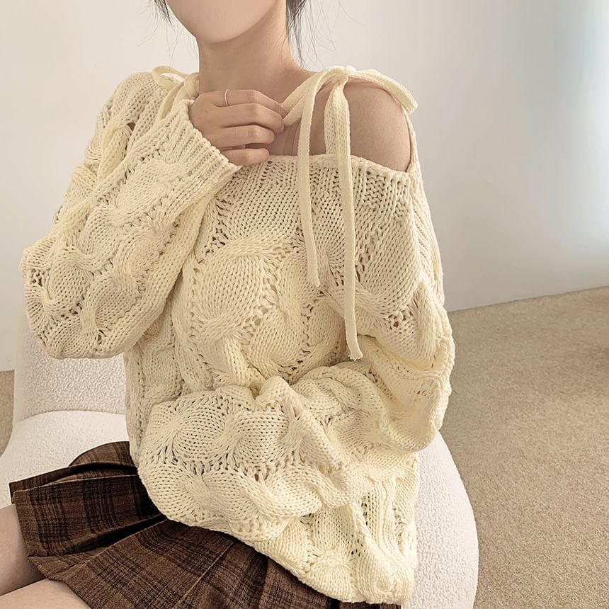 Perforated Solid Knit Top with Boatneck & Long Sleeves