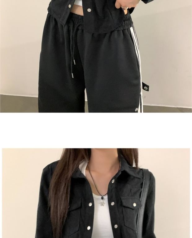 Corduroy Solid Shirt with Long Sleeves