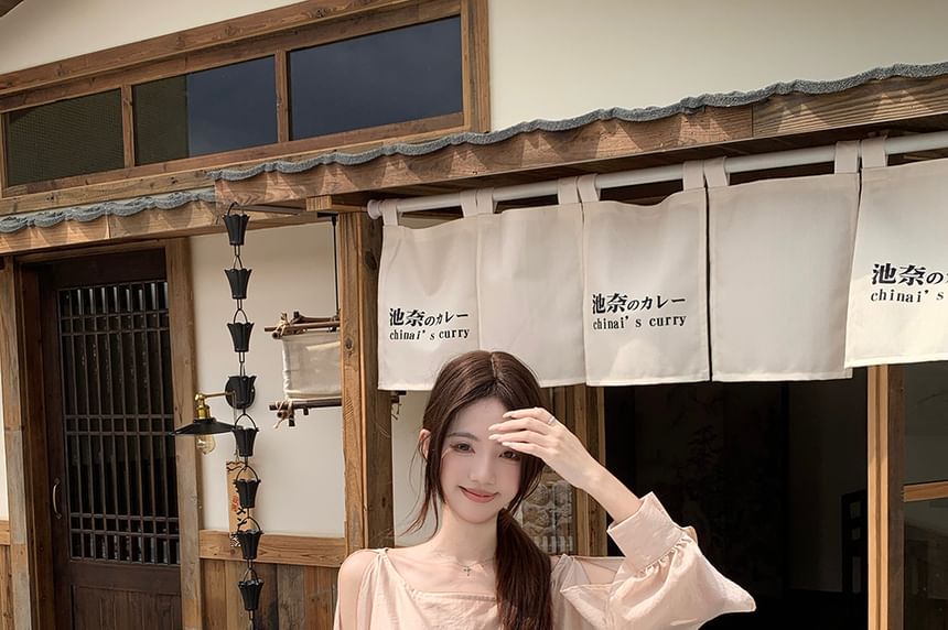 Scoop Neck Tie-Waist Blouse & Satin Maxi Skirt Set