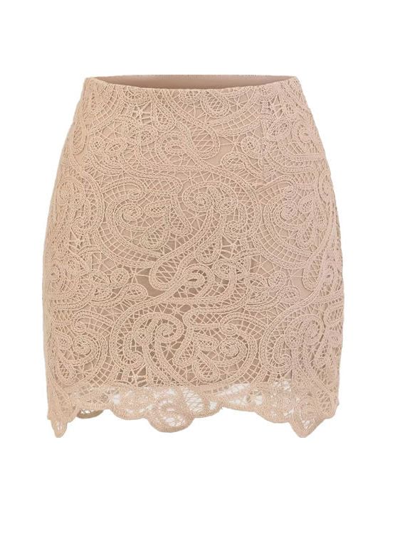 Lace Mini Pencil Skirt with High Rise
