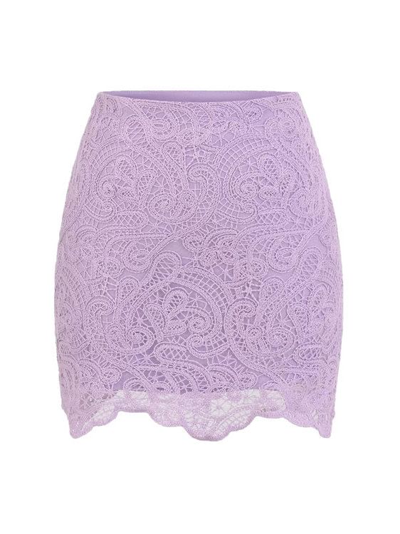 Lace Mini Pencil Skirt with High Rise