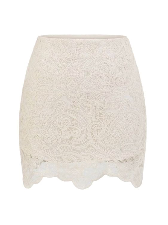 Lace Mini Pencil Skirt with High Rise