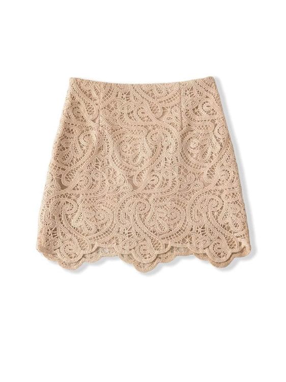Lace Mini Pencil Skirt with High Rise
