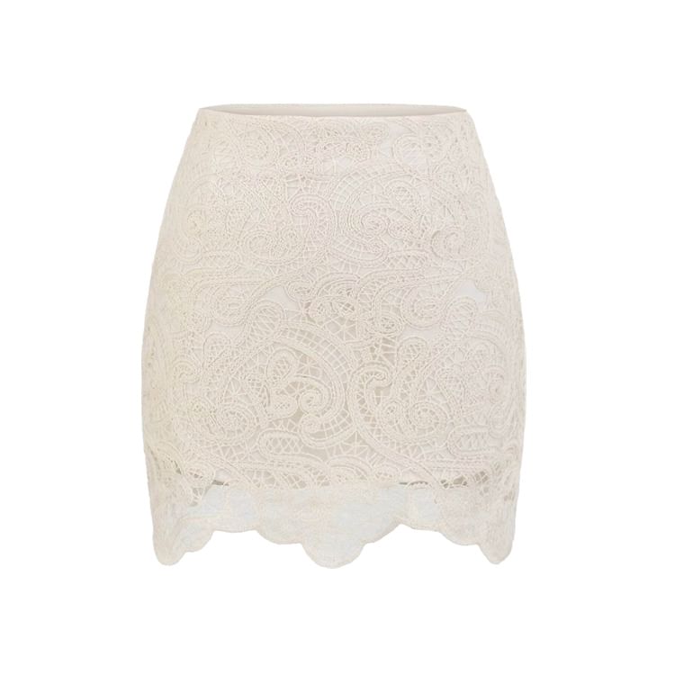 Lace Mini Pencil Skirt with High Rise