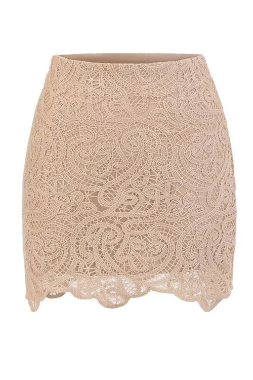 Lace Mini Pencil Skirt with High Rise