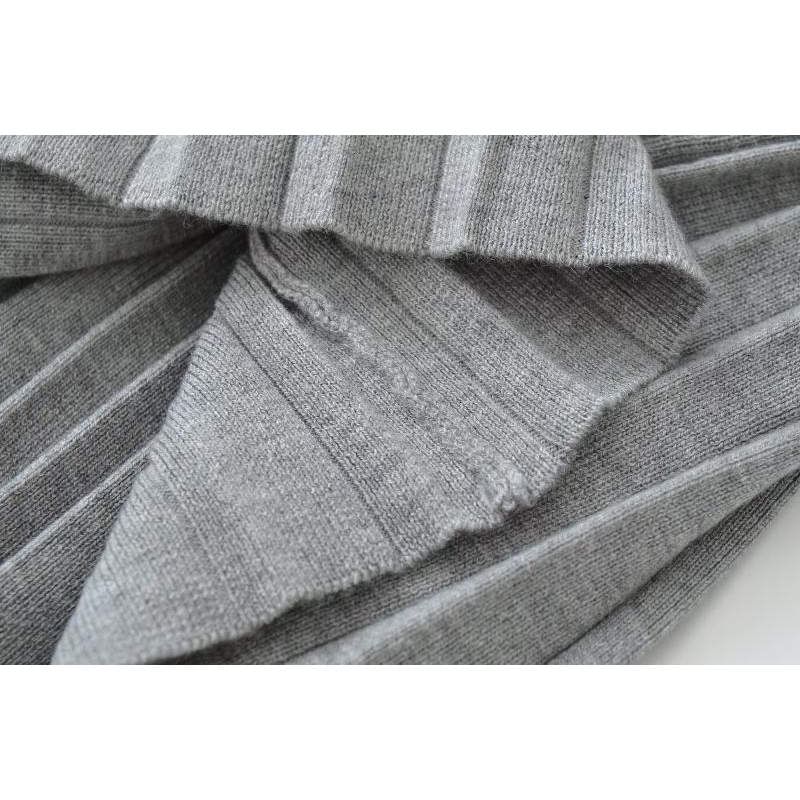 Pleated Knit Mini A-Line Skirt with High Waist
