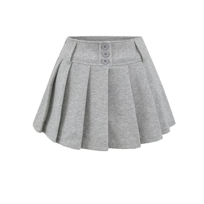 Pleated Mini A-Line Skirt with High Waist