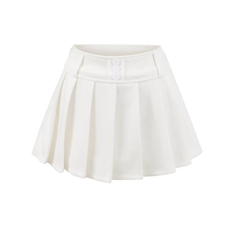 Pleated Mini A-Line Skirt with High Waist