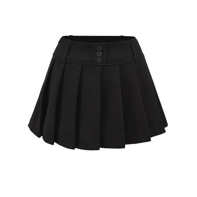 Pleated Mini A-Line Skirt with High Waist