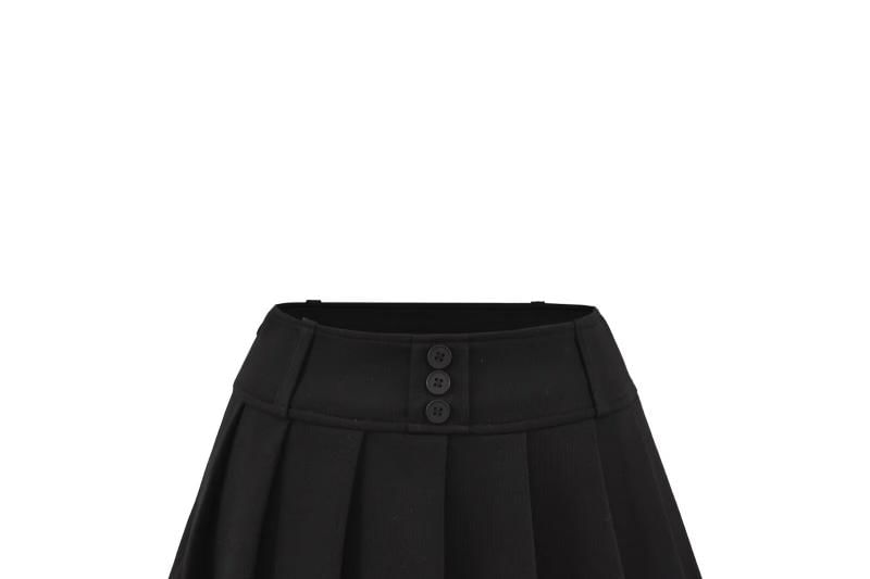 Pleated Mini A-Line Skirt with High Waist