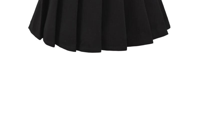 Pleated Mini A-Line Skirt with High Waist