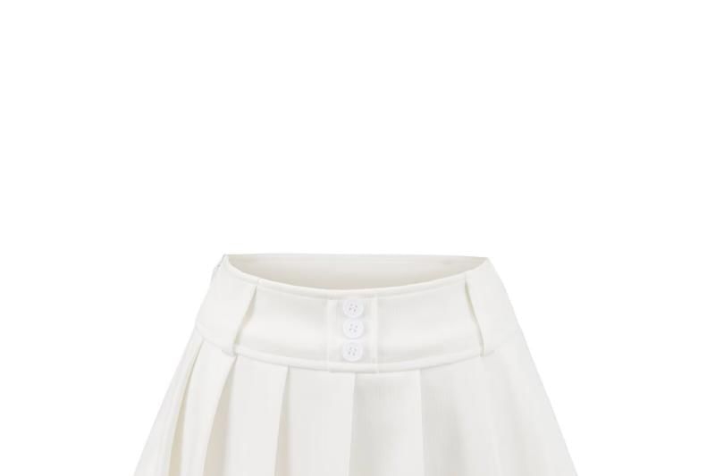 Pleated Mini A-Line Skirt with High Waist