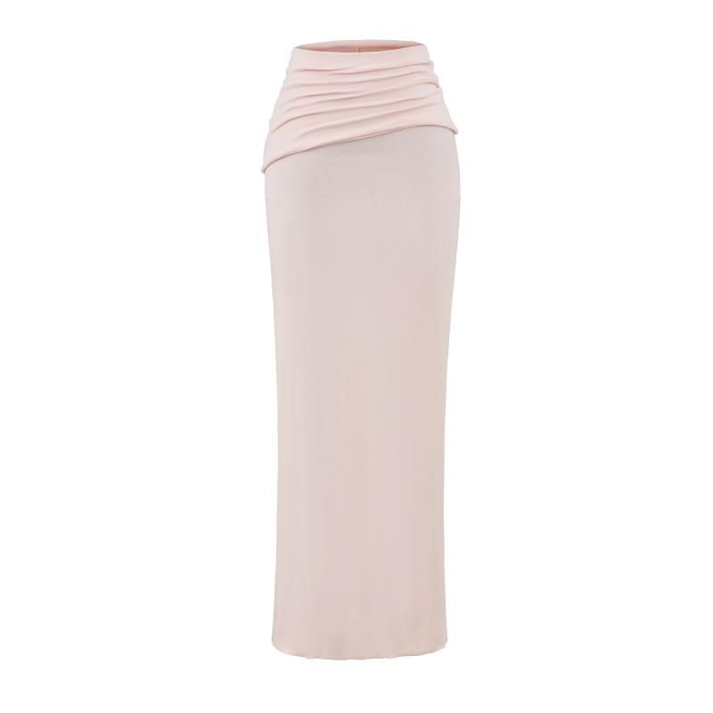 Ruched Maxi Pencil Skirt with High Waist