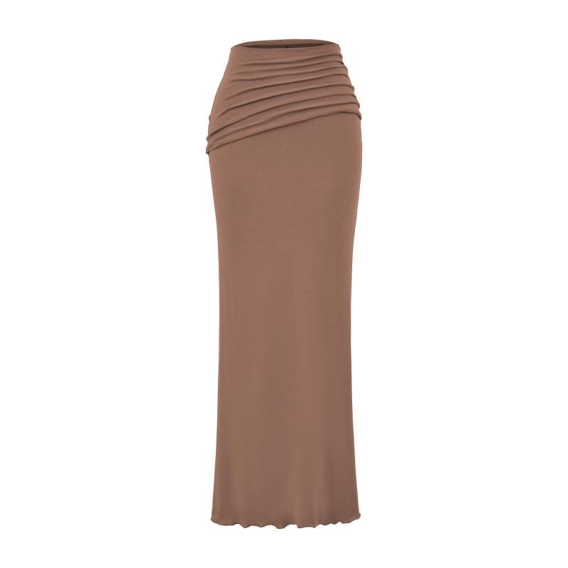 Ruched Maxi Pencil Skirt with High Waist