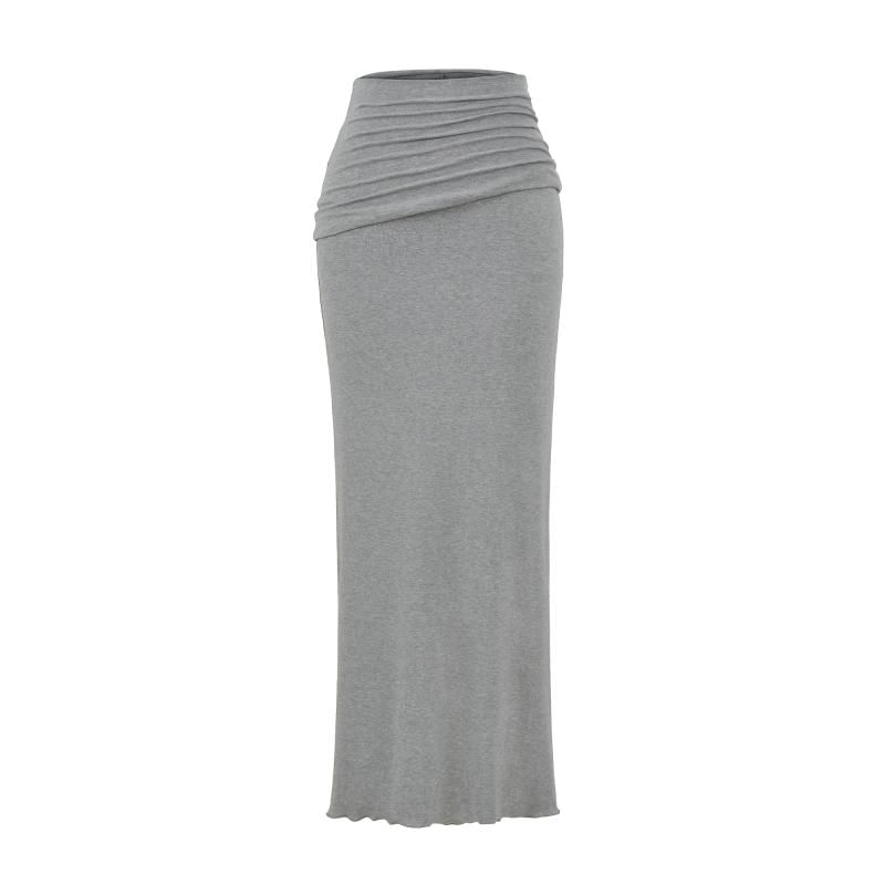 Ruched Maxi Pencil Skirt with High Waist