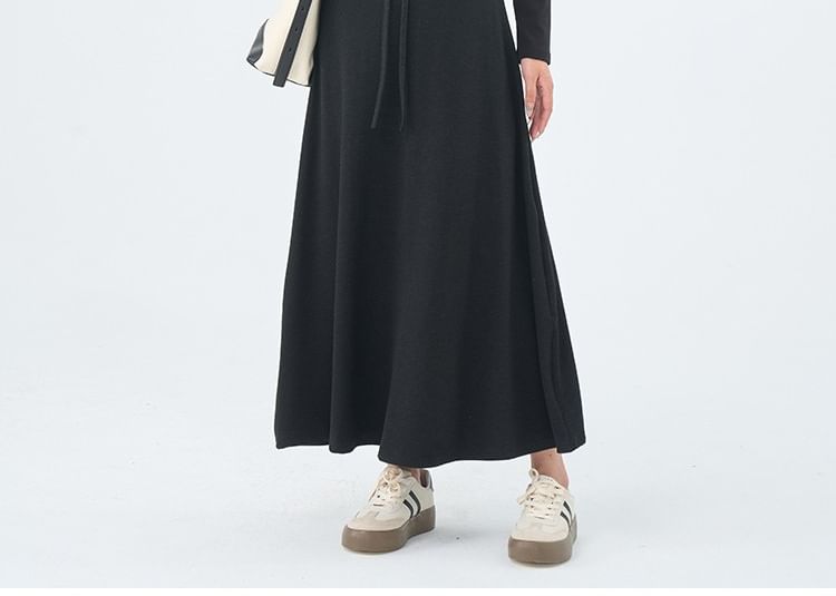 Maternity Drawstring Waist Midi A-Line Skirt