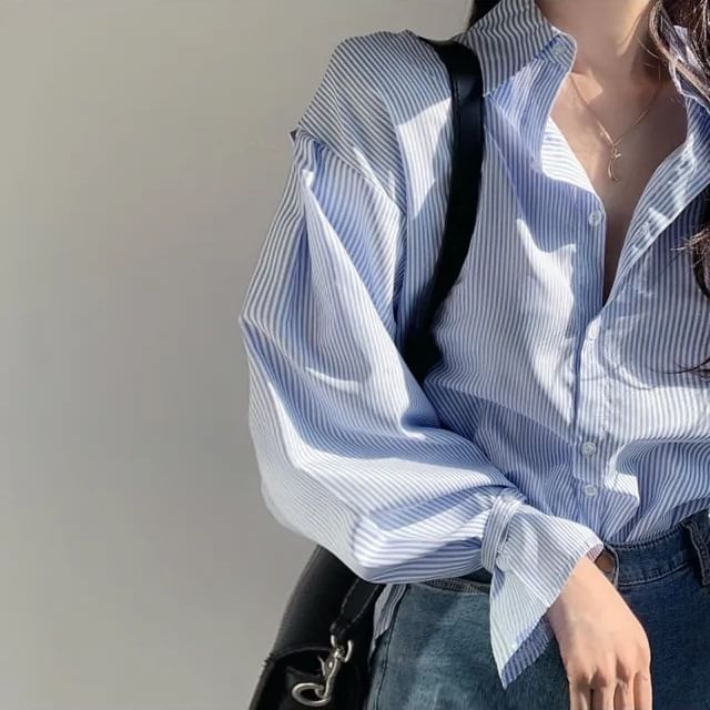 Striped Shirt with Extended Sleeves