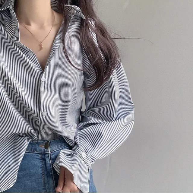 Striped Shirt with Extended Sleeves