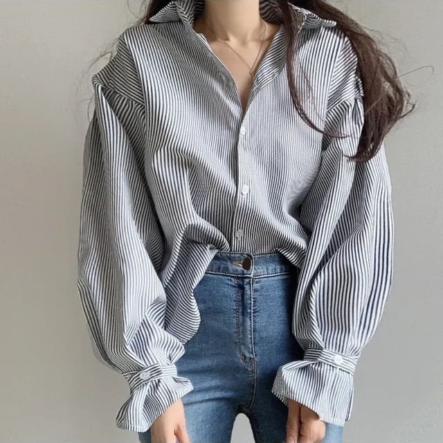 Striped Shirt with Extended Sleeves