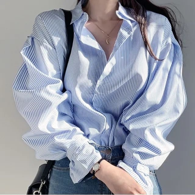 Striped Shirt with Extended Sleeves