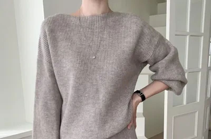 Boat Neck Ribbed Sweater & High Waist Maxi A-Line Skirt