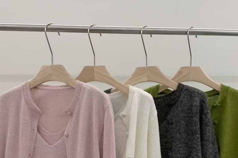 Set: Scoop Neck Knit Camisole Top + Ruffle Trim Cardigan