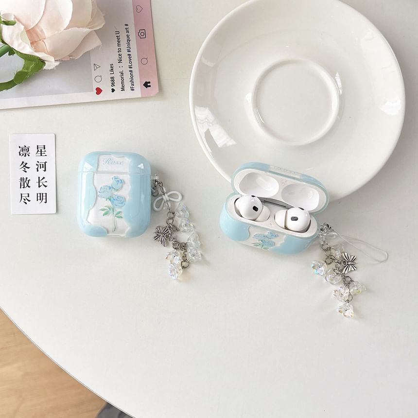 Floral Apple AirPods / Pro Earphone Case Skin with Charm