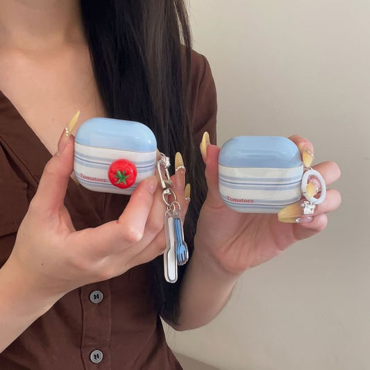 Striped Apple AirPods / Pro Earphone Case Skin / Tomato Adhesive Decoration / Charm / Set