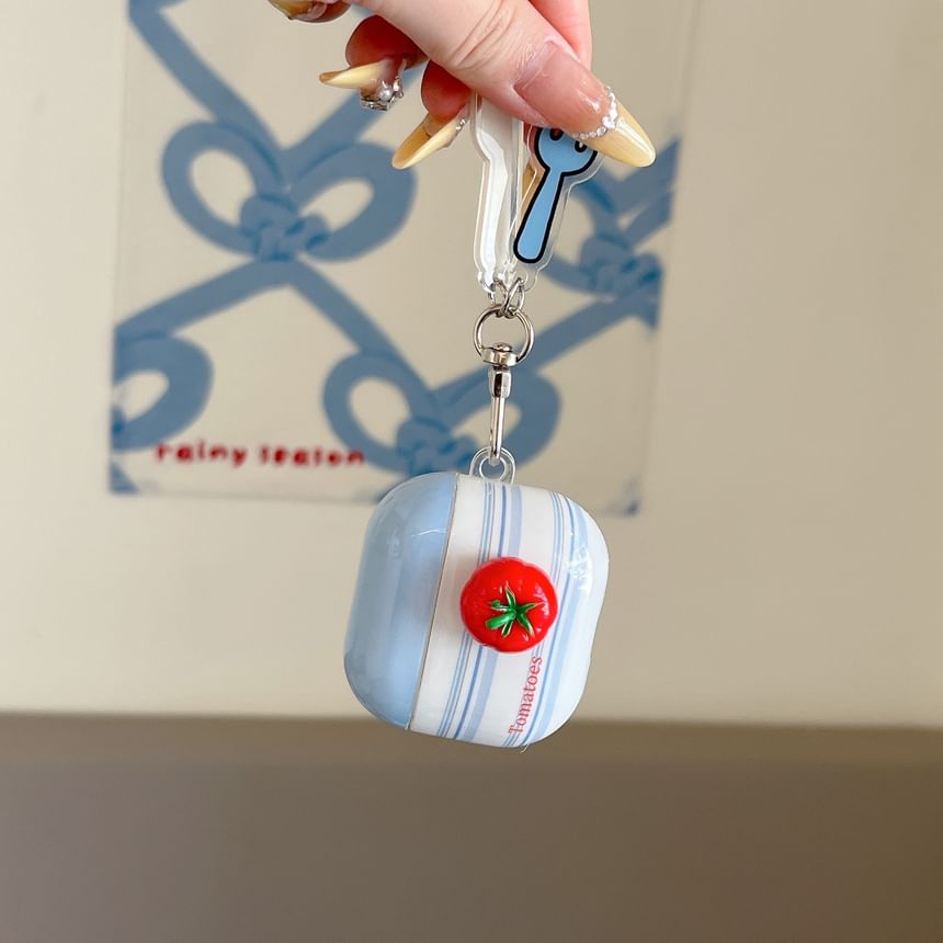 Striped Apple AirPods / Pro Earphone Case Skin / Tomato Adhesive Decoration / Charm / Set