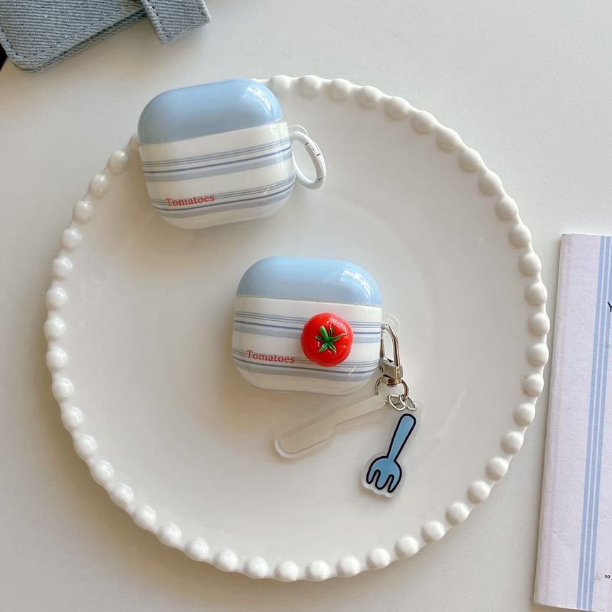 Striped Apple AirPods / Pro Earphone Case Skin / Tomato Adhesive Decoration / Charm / Set