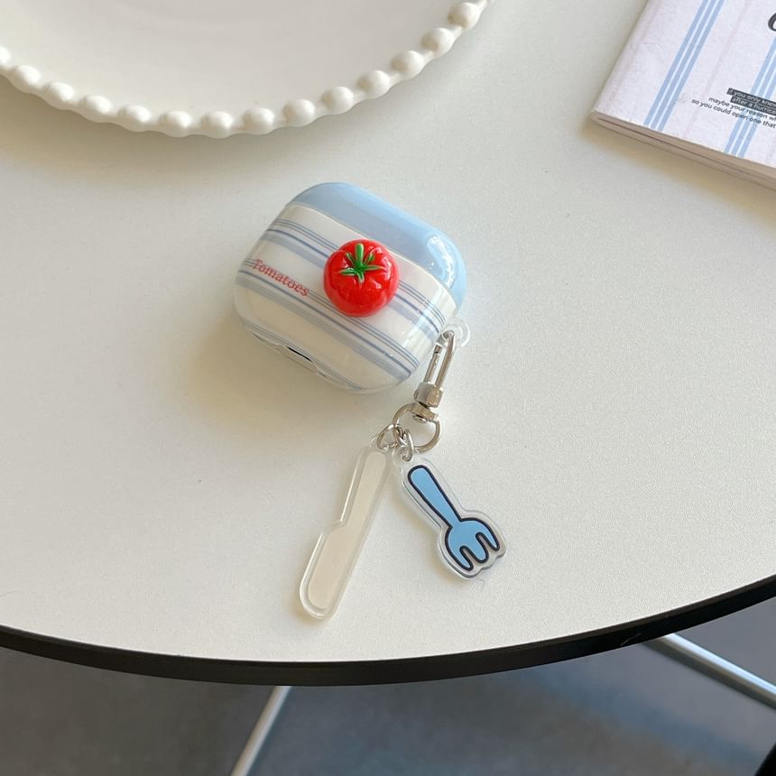 Striped Apple AirPods / Pro Earphone Case Skin / Tomato Adhesive Decoration / Charm / Set