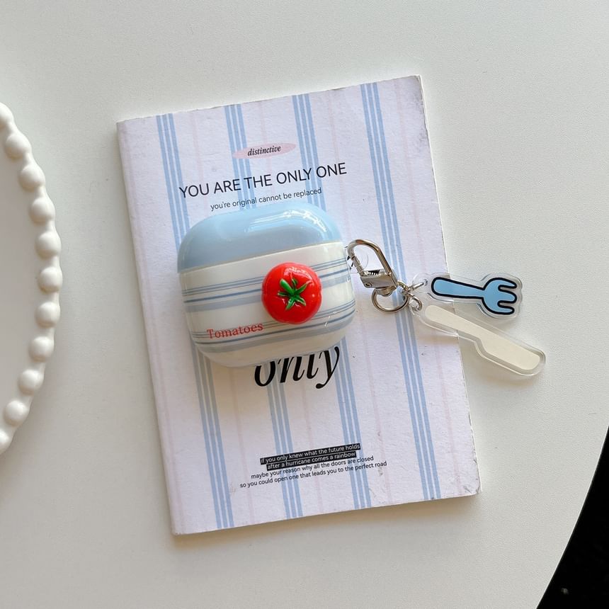 Striped Apple AirPods / Pro Earphone Case Skin / Tomato Adhesive Decoration / Charm / Set