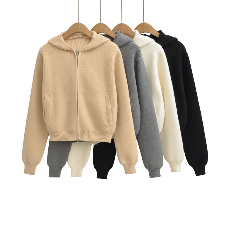Zip-Up Crop Knit Hoodie & Mini A-Line Skirt Set